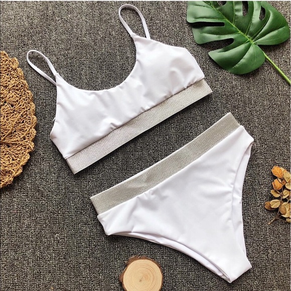 227. Emma Bling trim bikini set white - Picture 3 of 8